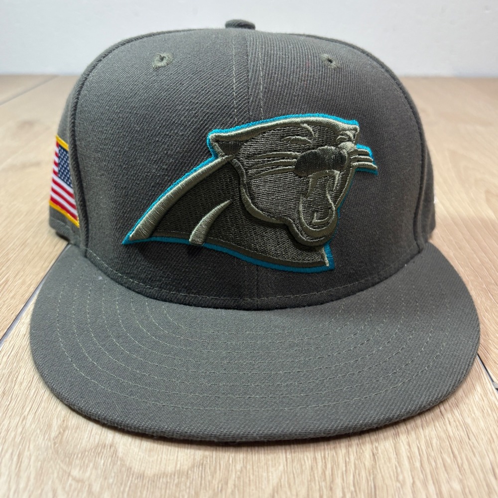 New Era Carolina Panthers 59Fifty Salute to Service Hat Olive Green 7 1/8 Fitted